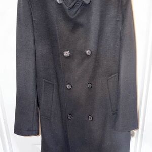 Men's J. Ferrar Wool Blend Double Breasted Coat - L - Black